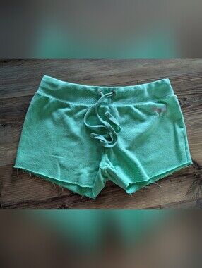 Victoria's Secret VS PINK Green & Holographic Logo Cut Off Lounge Shorts
